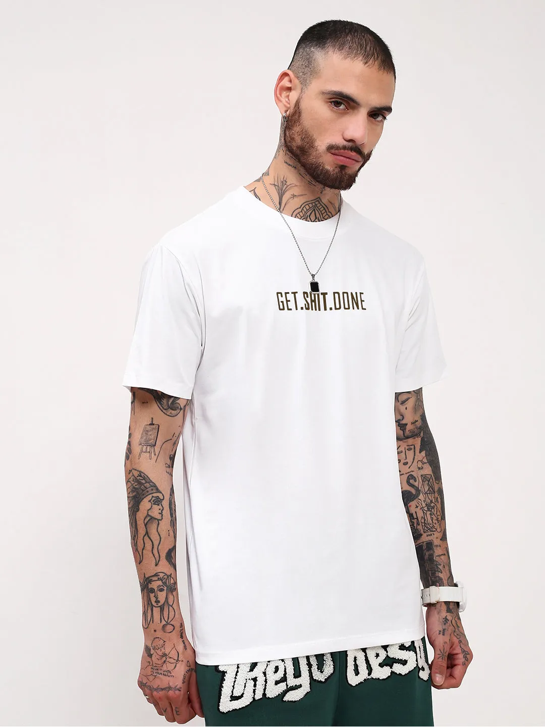 Men's Casual White Typography T-Shirt Warm Fit Road Soul