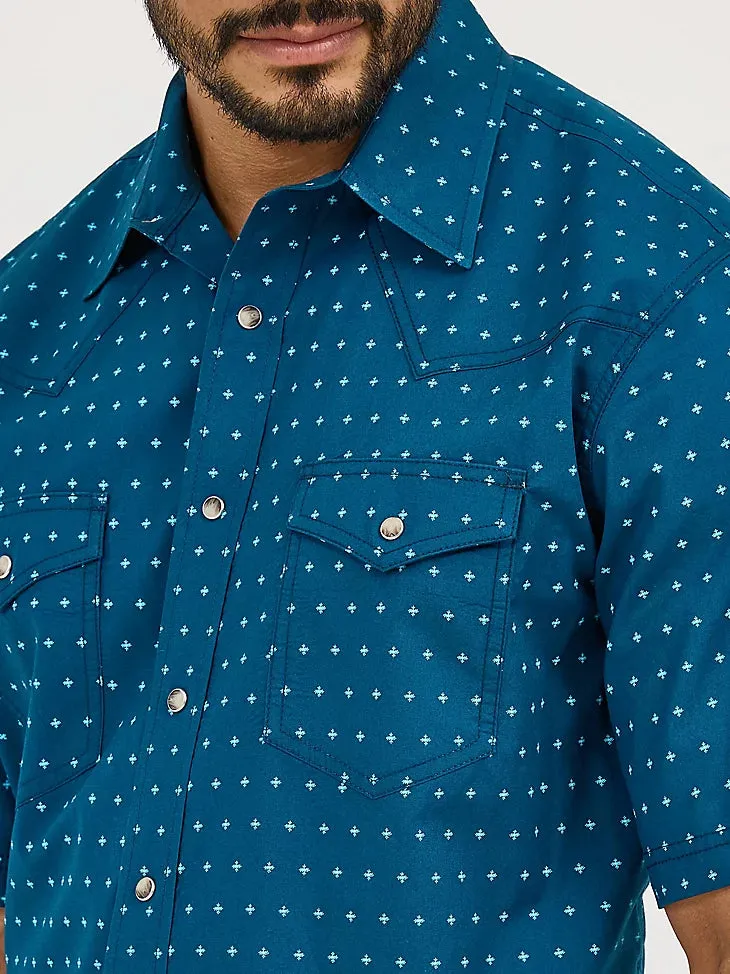 Wrangler Men's 20X Competition S/S Western Snap Shirt in Turquoise Cross cyber monday Active Style