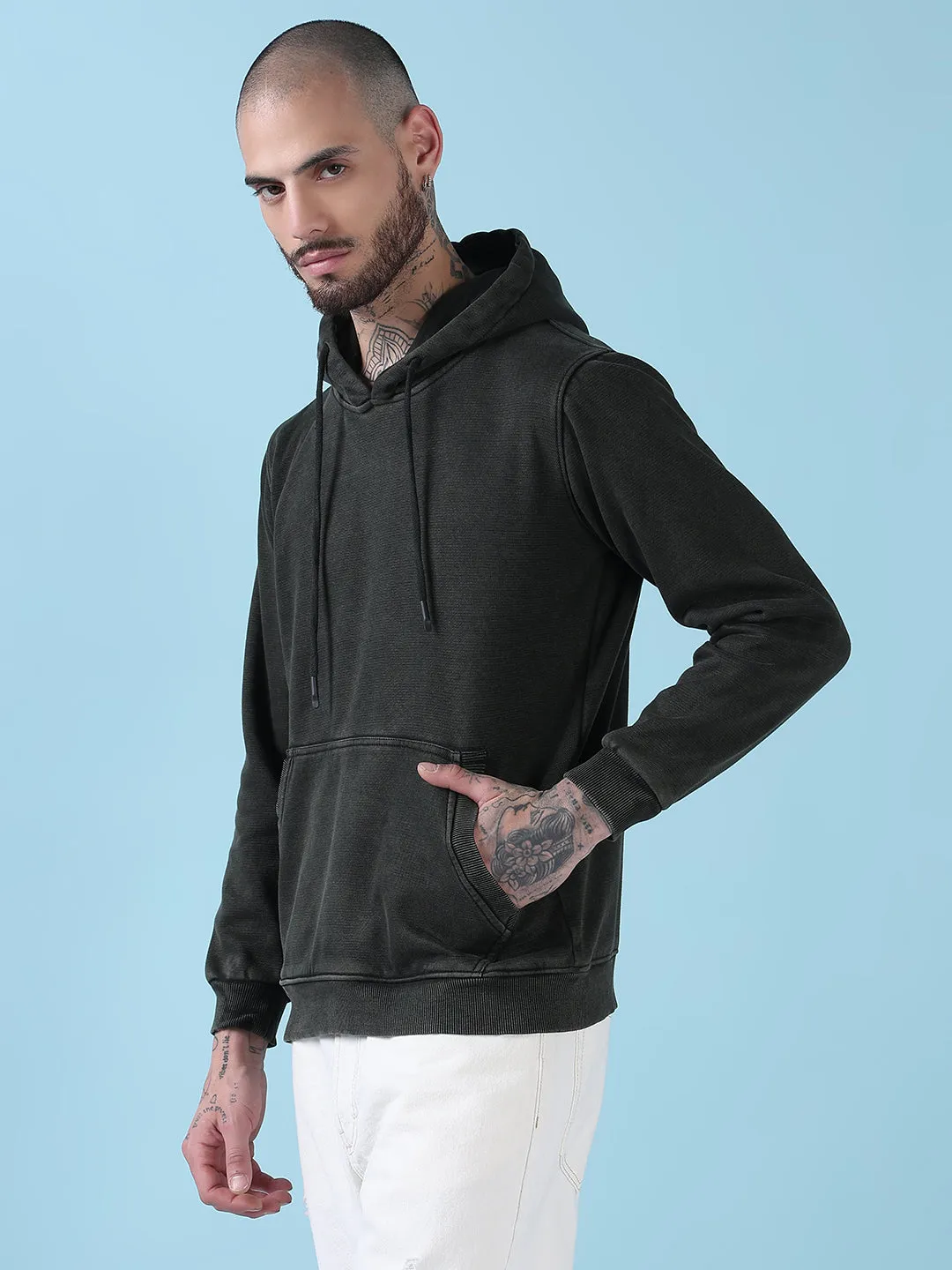 Comfortable Layers Men's Olive Casual Hoodie with Pockets