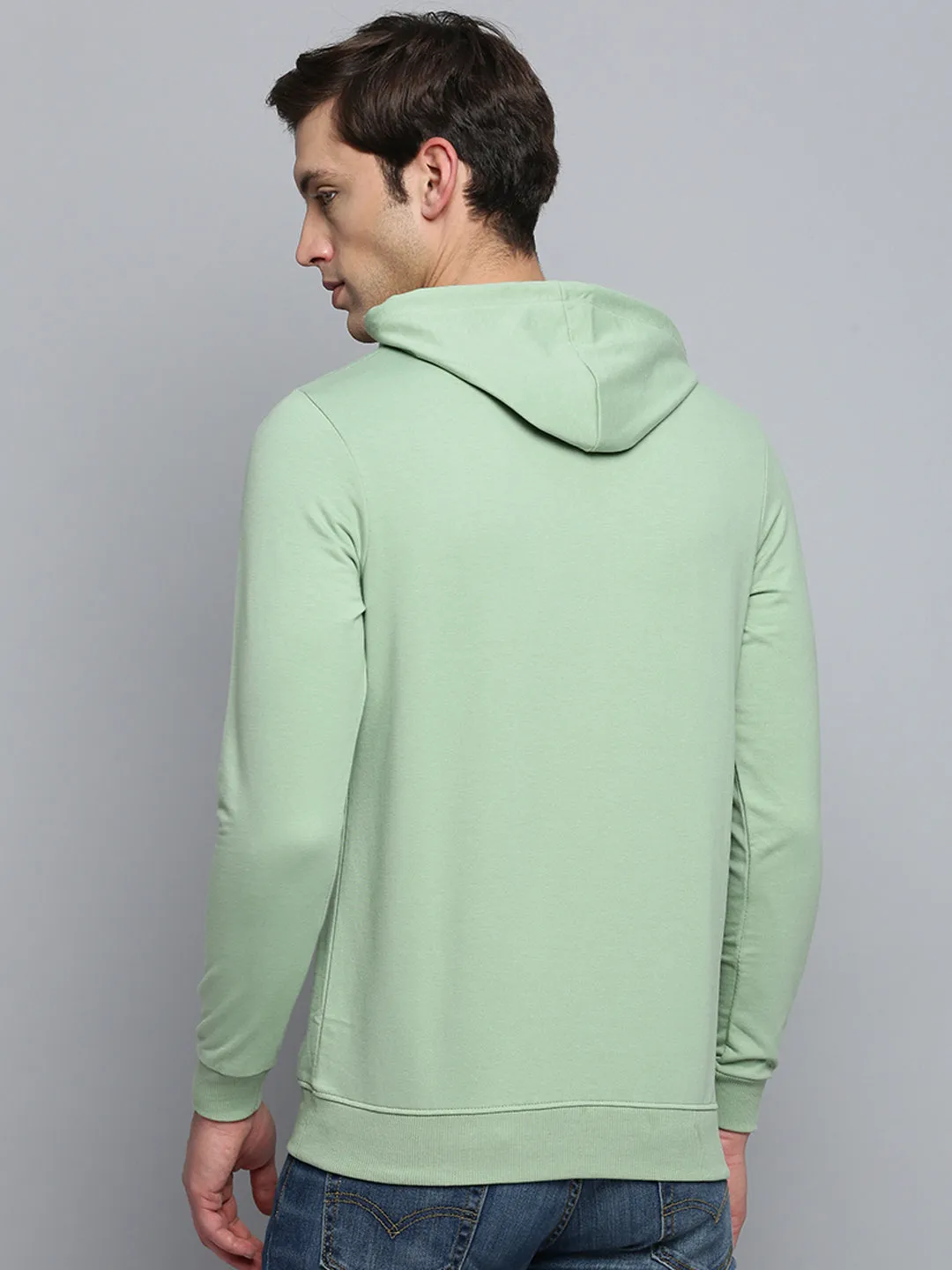 Fashion Layers product bead charm Men's Sea Green Hooded Pullover Cotton Sweatshirt