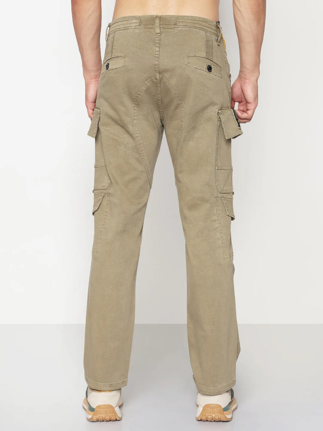 Comfort Stretch Technology Everyday Loose Music Event Men's Khaki Straight Fit Cargo Jeans