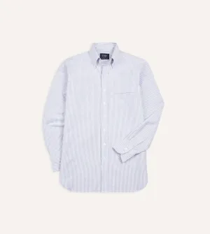 regular but not boring Blue Ticking Stripe Cotton Oxford Cloth Button-Down Shirt