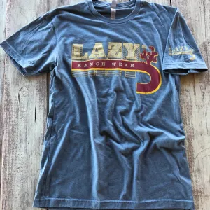 Lazy J Ranch Wear Vintage Ranchwear Logo T-Shirt in Blue Streetwear Style