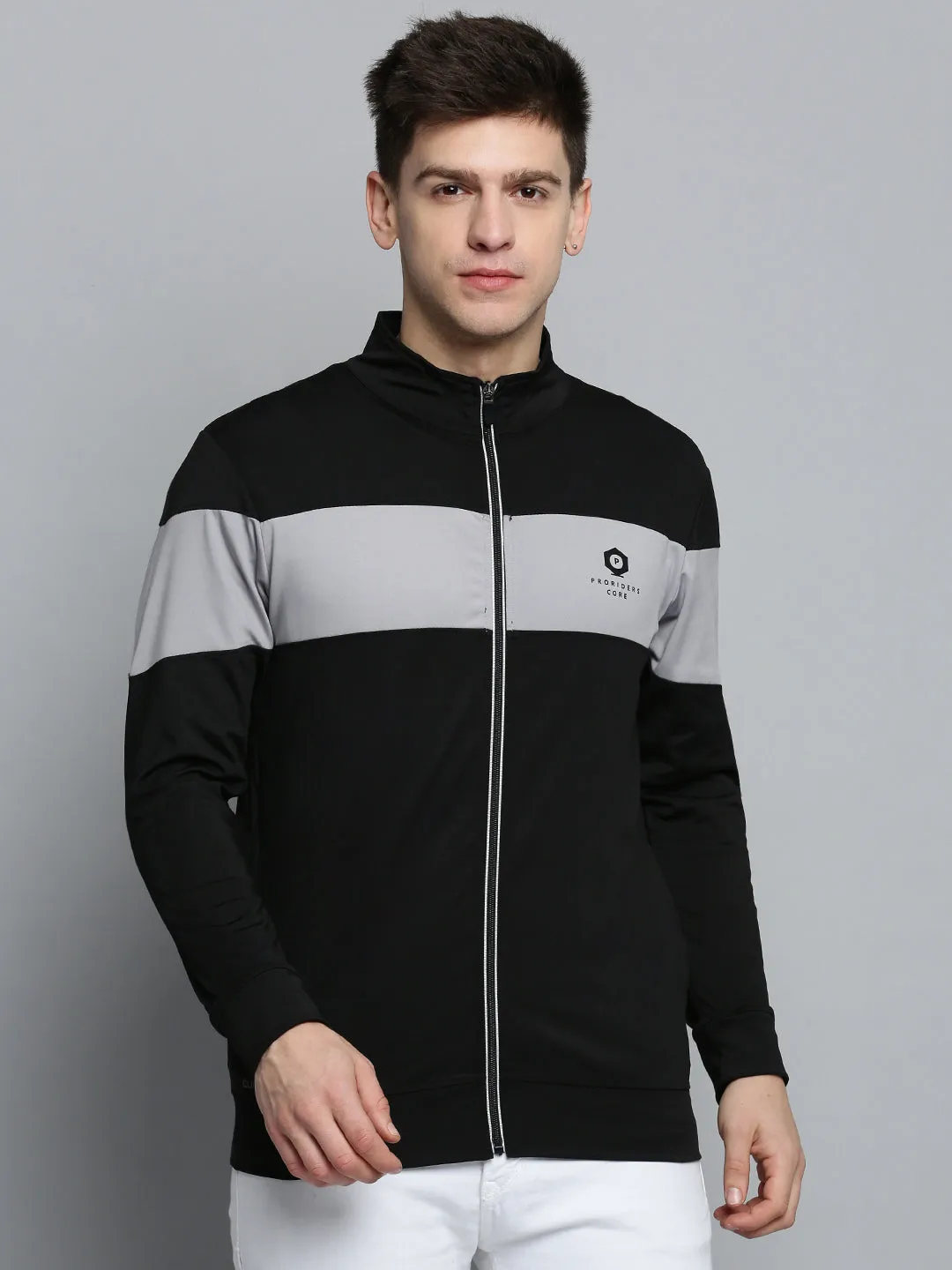 Men's Black Colourblock Sweatshirt ethnic print