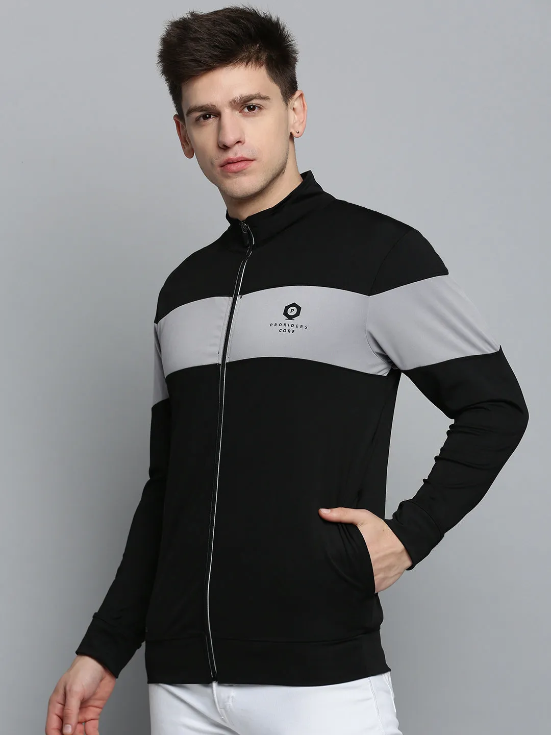 Warm Clothing Men's Black Colourblock Sweatshirt