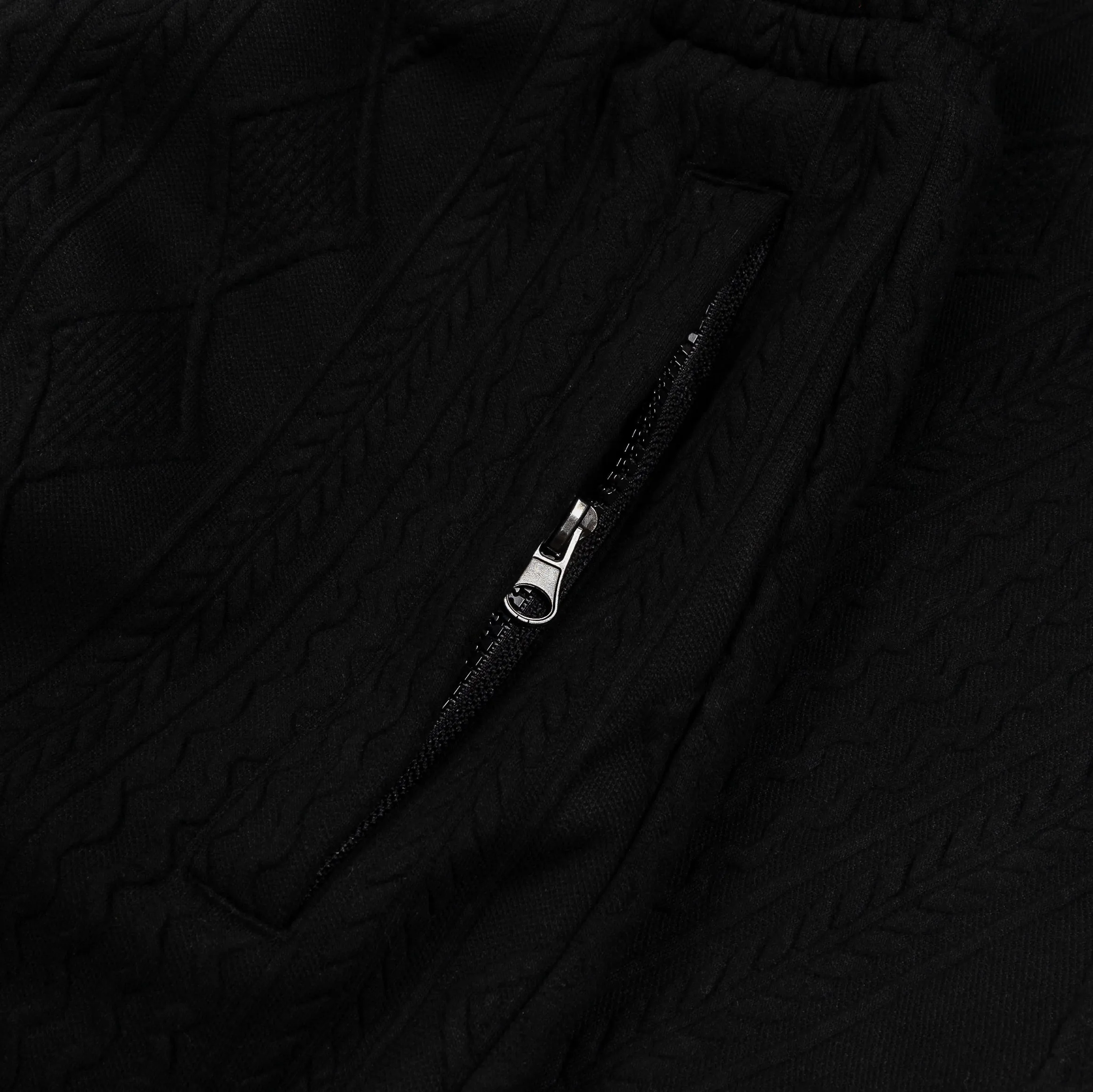 Jacquard Knit Joggers Mens Pants (Black) Gusseted Crotch LowProfileWaistband