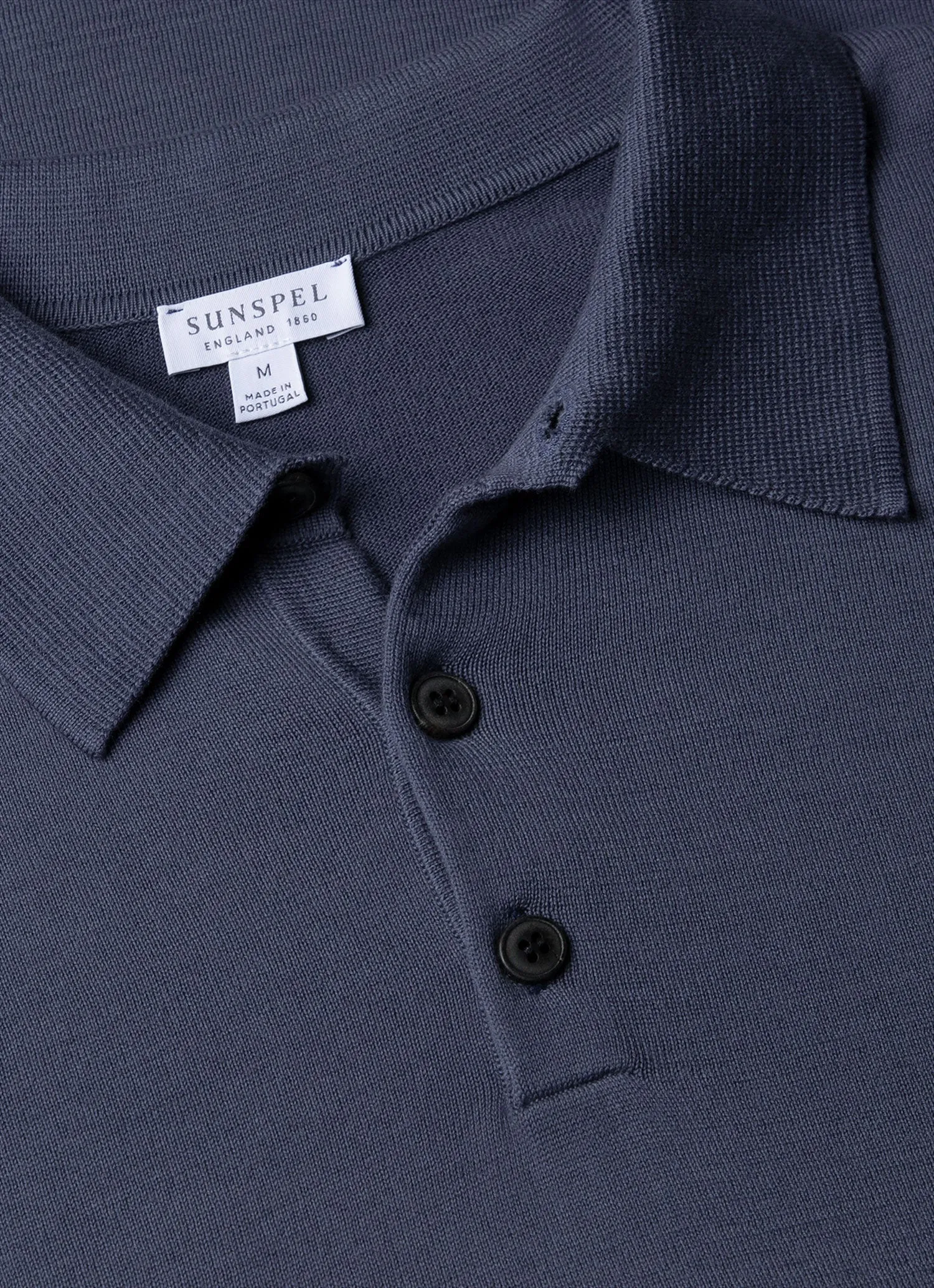 Men's Sea Island Cotton Knit Polo Shirt in Slate Blue Layer Option