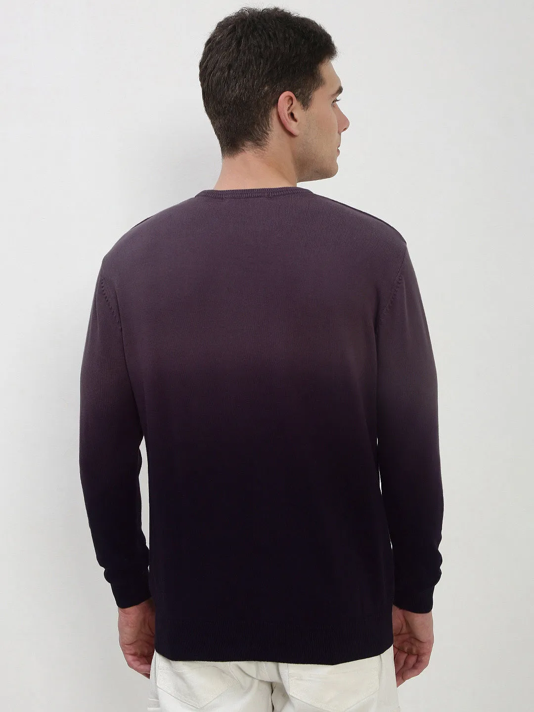 Men's Purple Ombre Sweater Lightweight Thermal Insulation