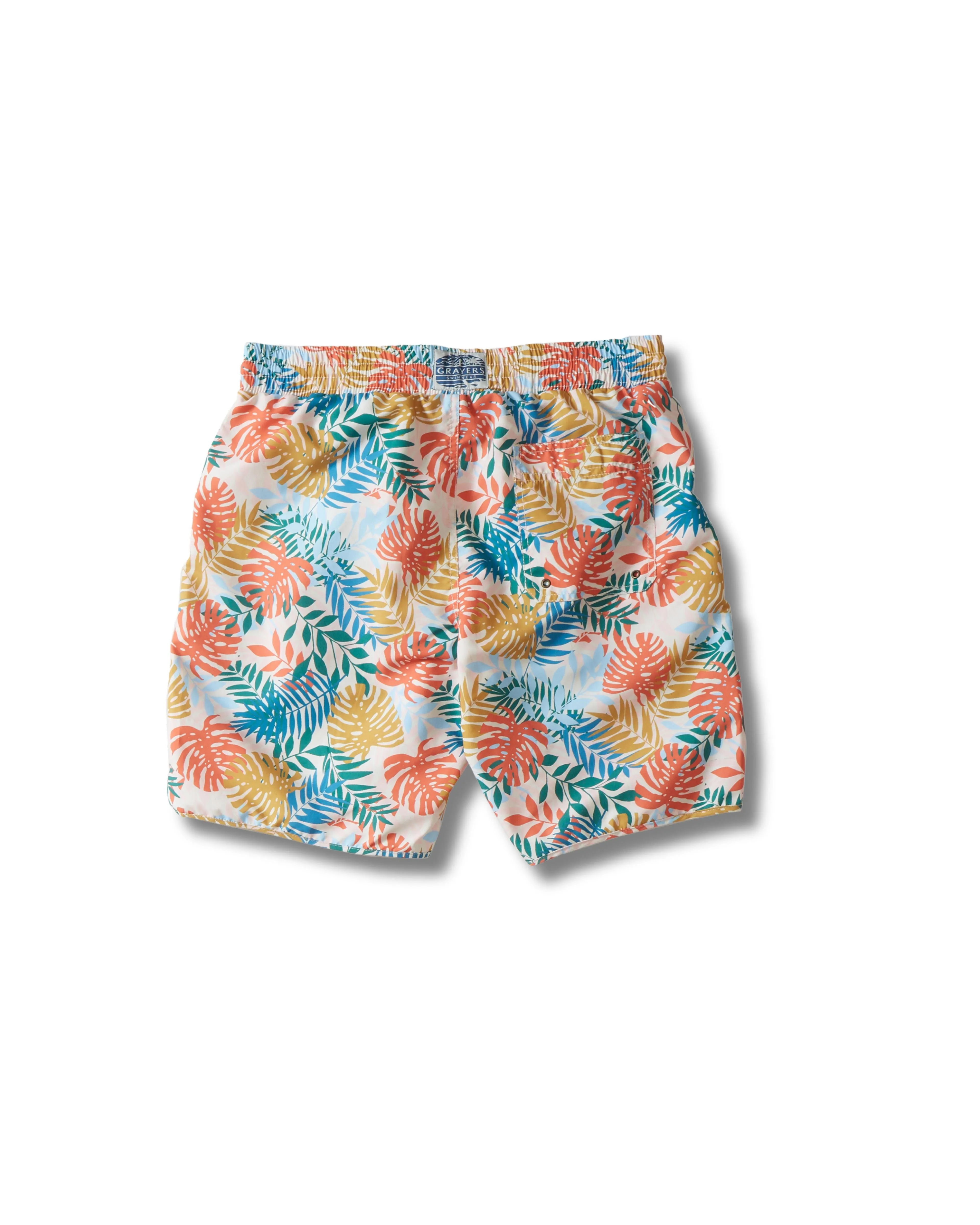 Outdoor Apparel Tropical Leaf Eco Swim Trunk 8" - Multi Color