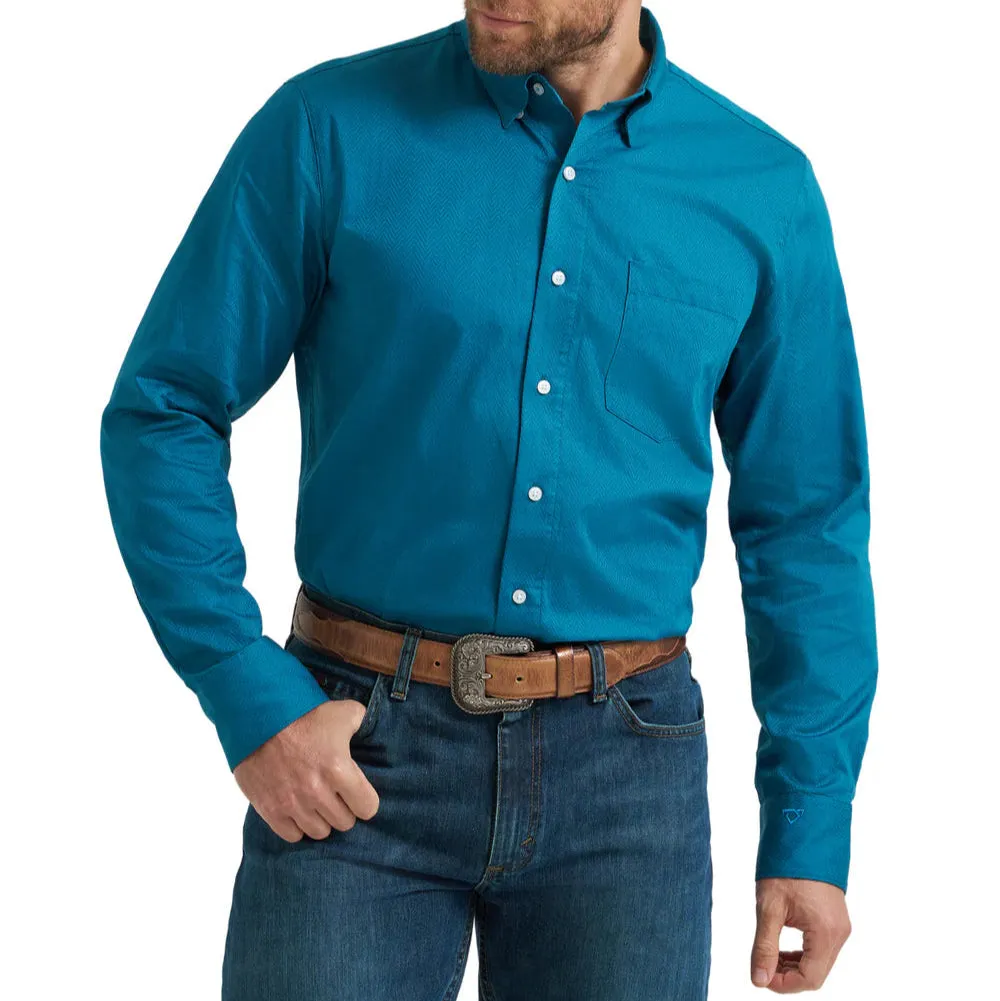 baby shower Wrangler Men's L/S Cody Johnson ZigZag Button Down Shirt in Ink Blue