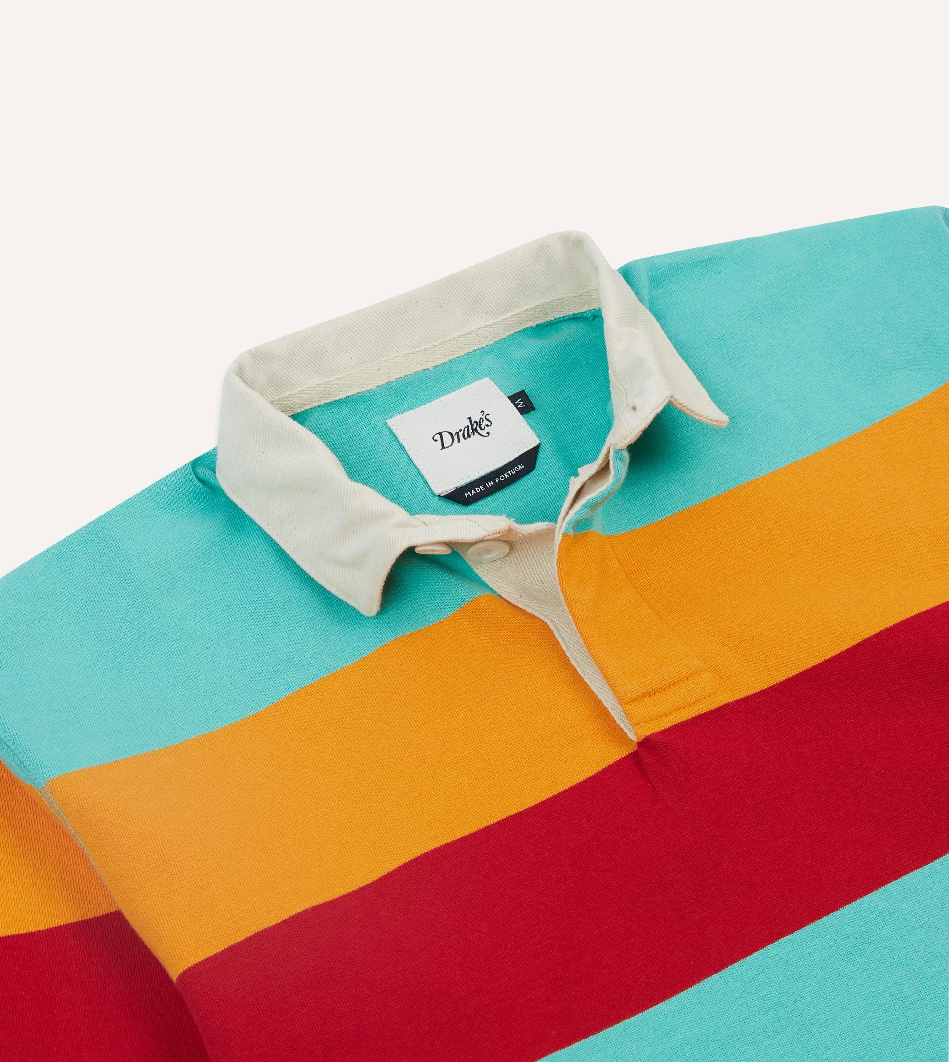 Turquoise, Yellow, Blue and Red Multi Stripe Cotton Rugby Shirt Outdoor Trend Look Essential Look