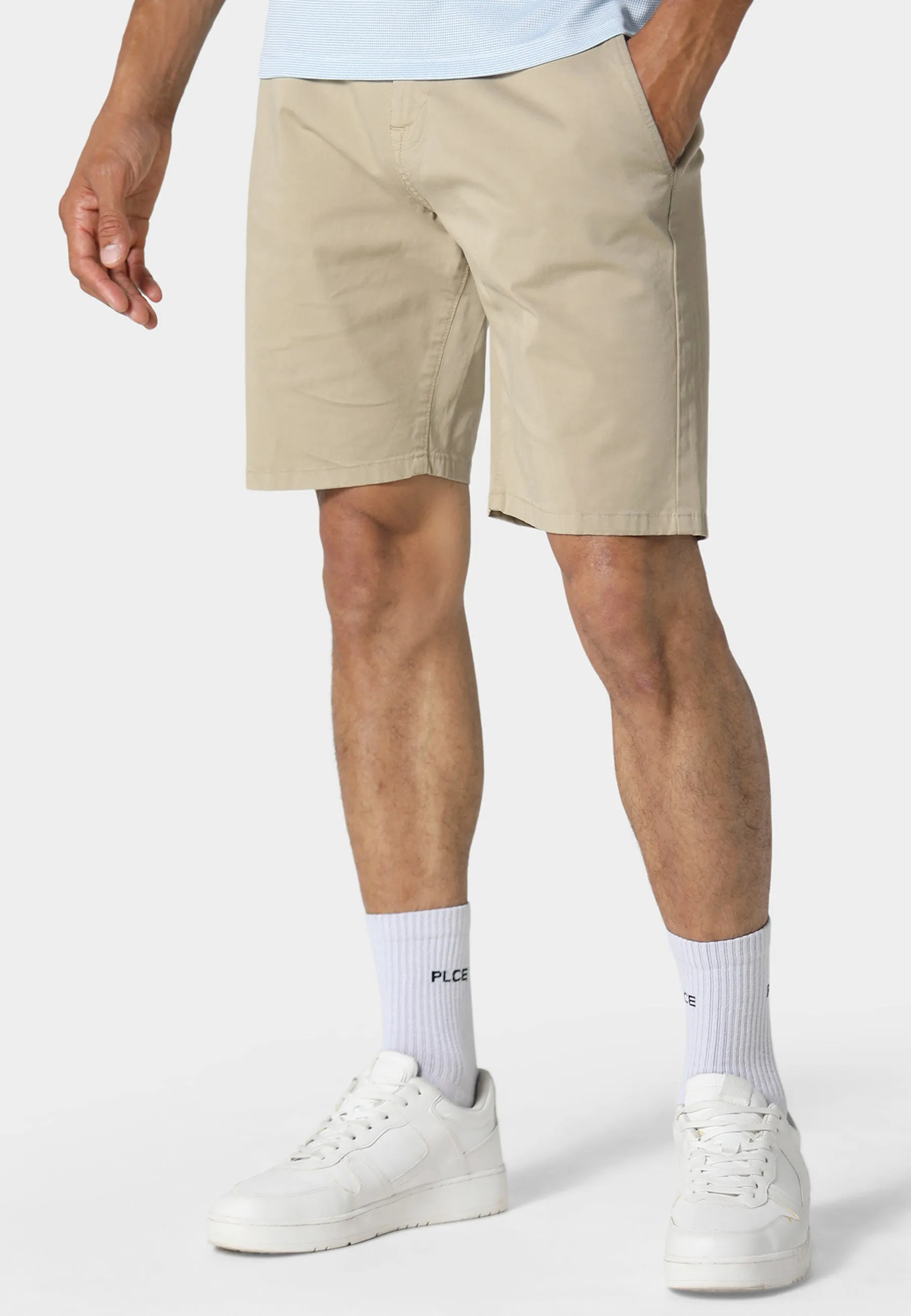 Reinforced Gusset Breathable Waistband Tywyn Beige Chino Shorts