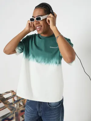Men's Green Tie and Dye Oversized T-Shirt Modern Boots