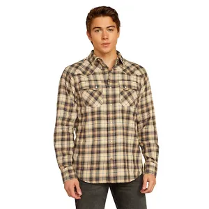homecoming Ariat Men's Holin L/S Retro Fit Western Snap Shirt in Sandshell Plaid