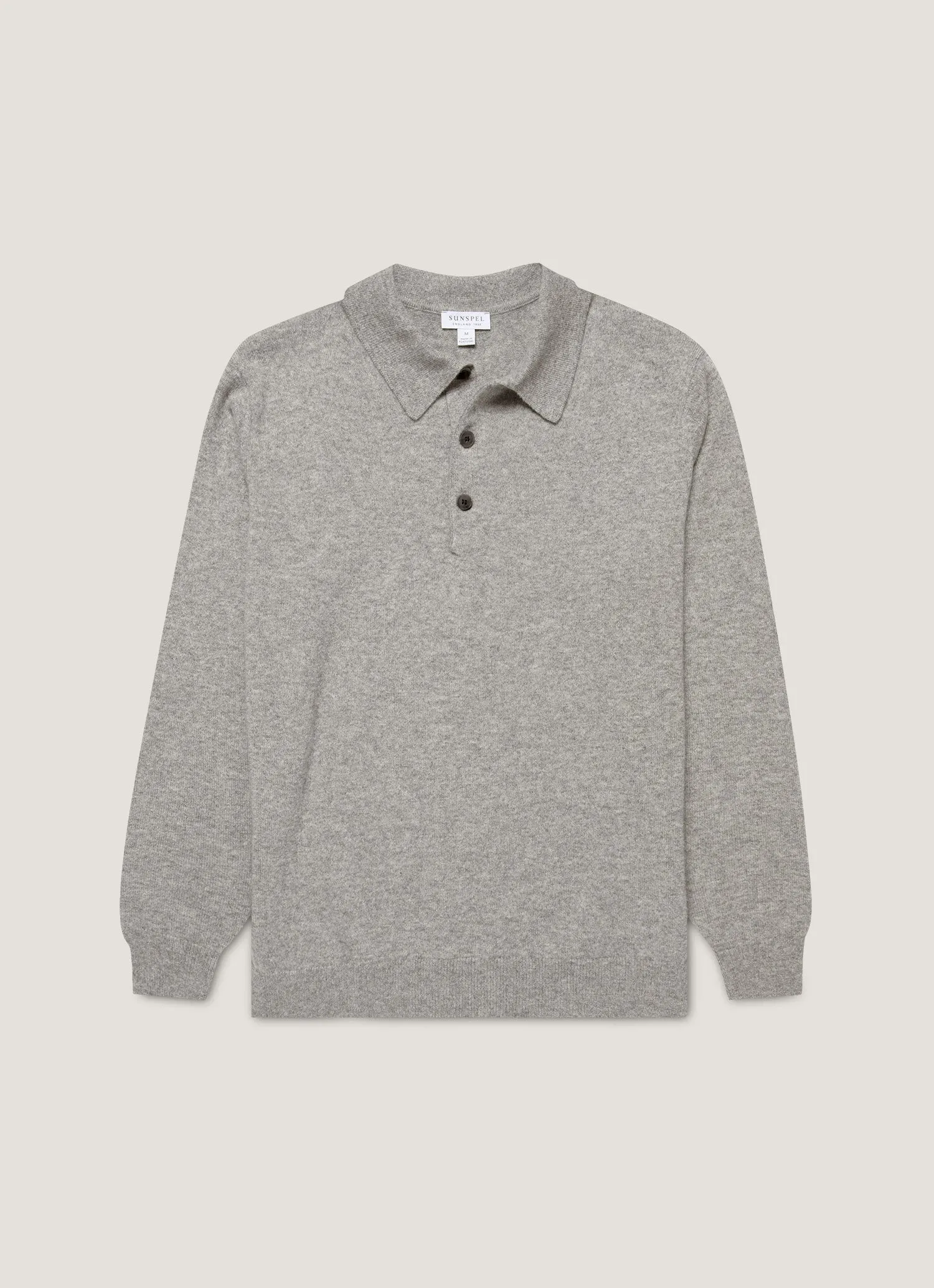 Men's Cashmere Polo Shirt in Grey Melange Bamboo Fiber Blend