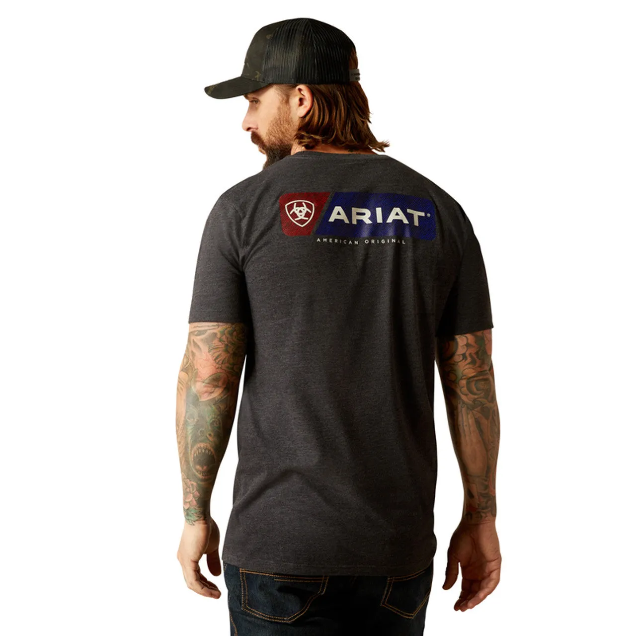 Ariat Men's Original Lines Graphic T-Shirt in Charcoal Heather Low carbon footprint