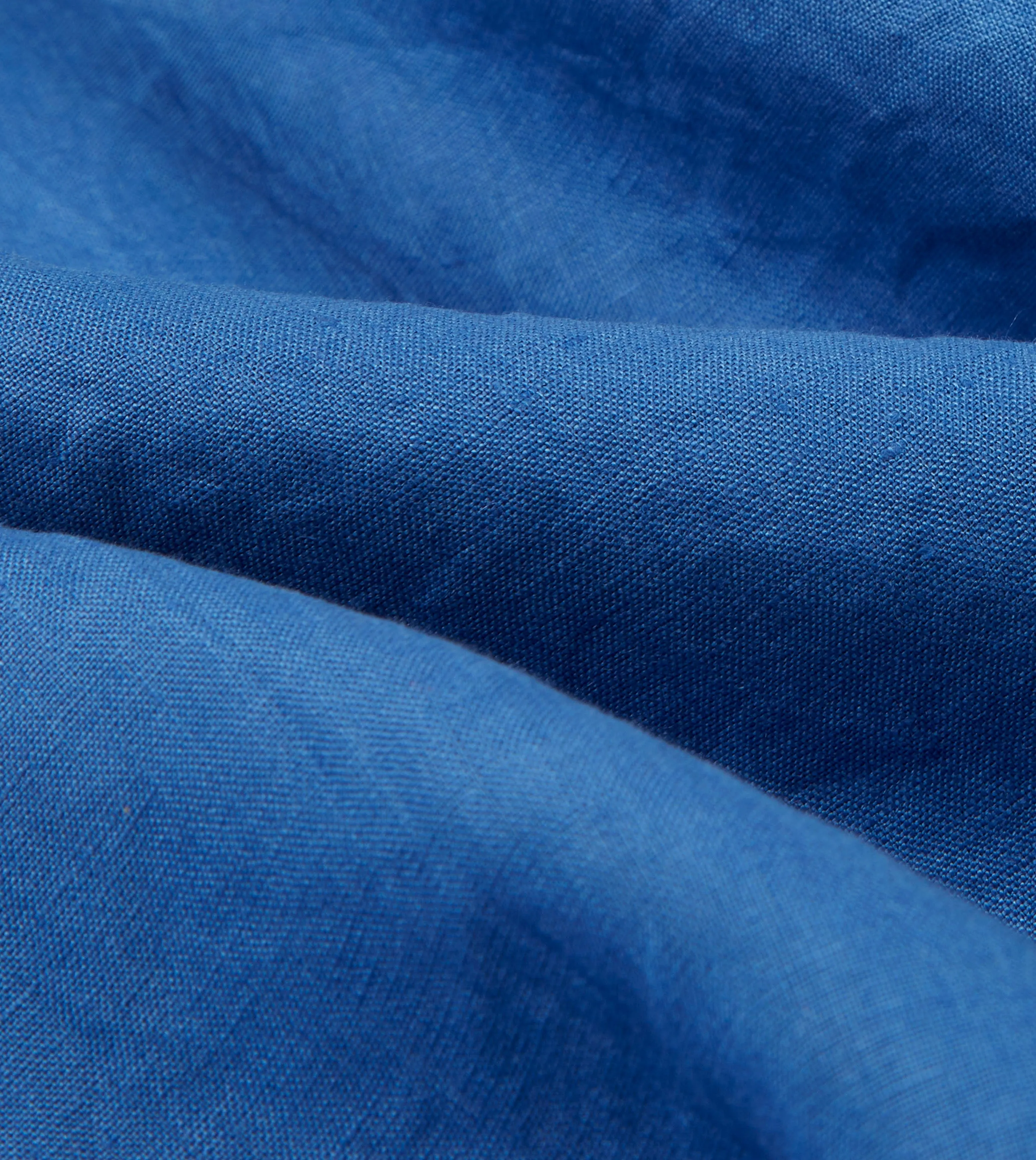 Bright Navy Linen Spread Collar Shirt Essential Top