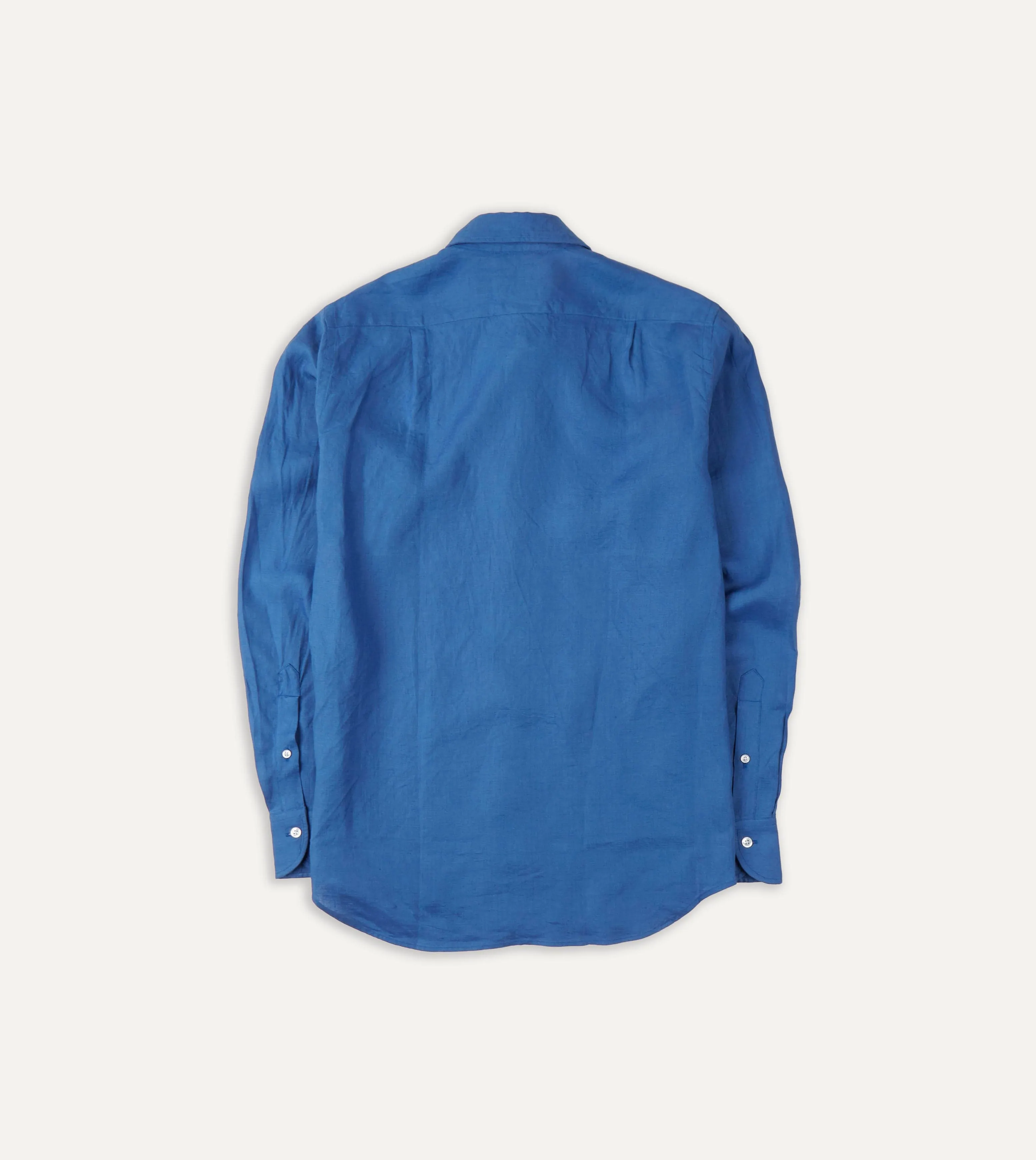 Bright Navy Linen Spread Collar Shirt No-Fuss Design