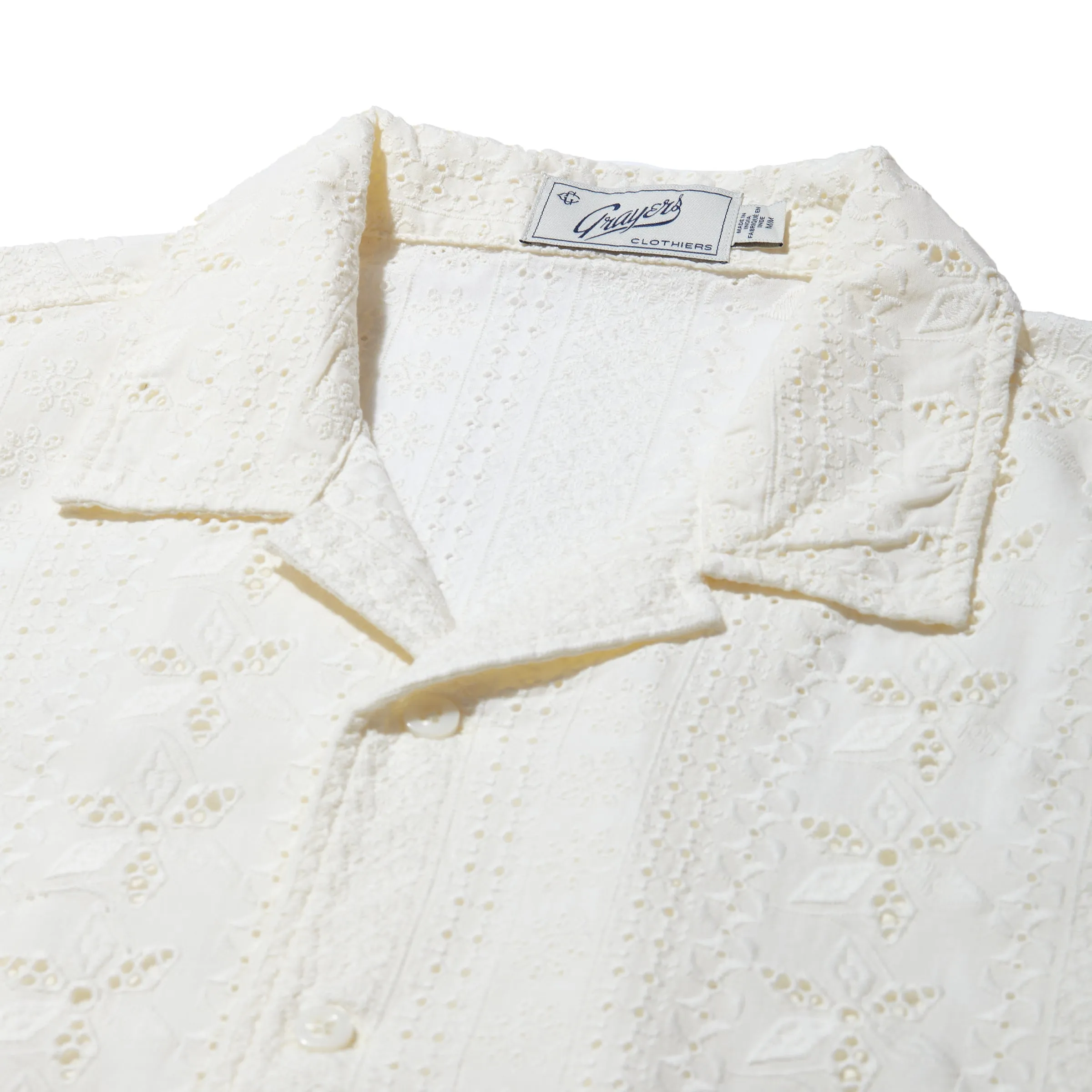fade resistant color The Resort Embroidered Shirt - Ecru