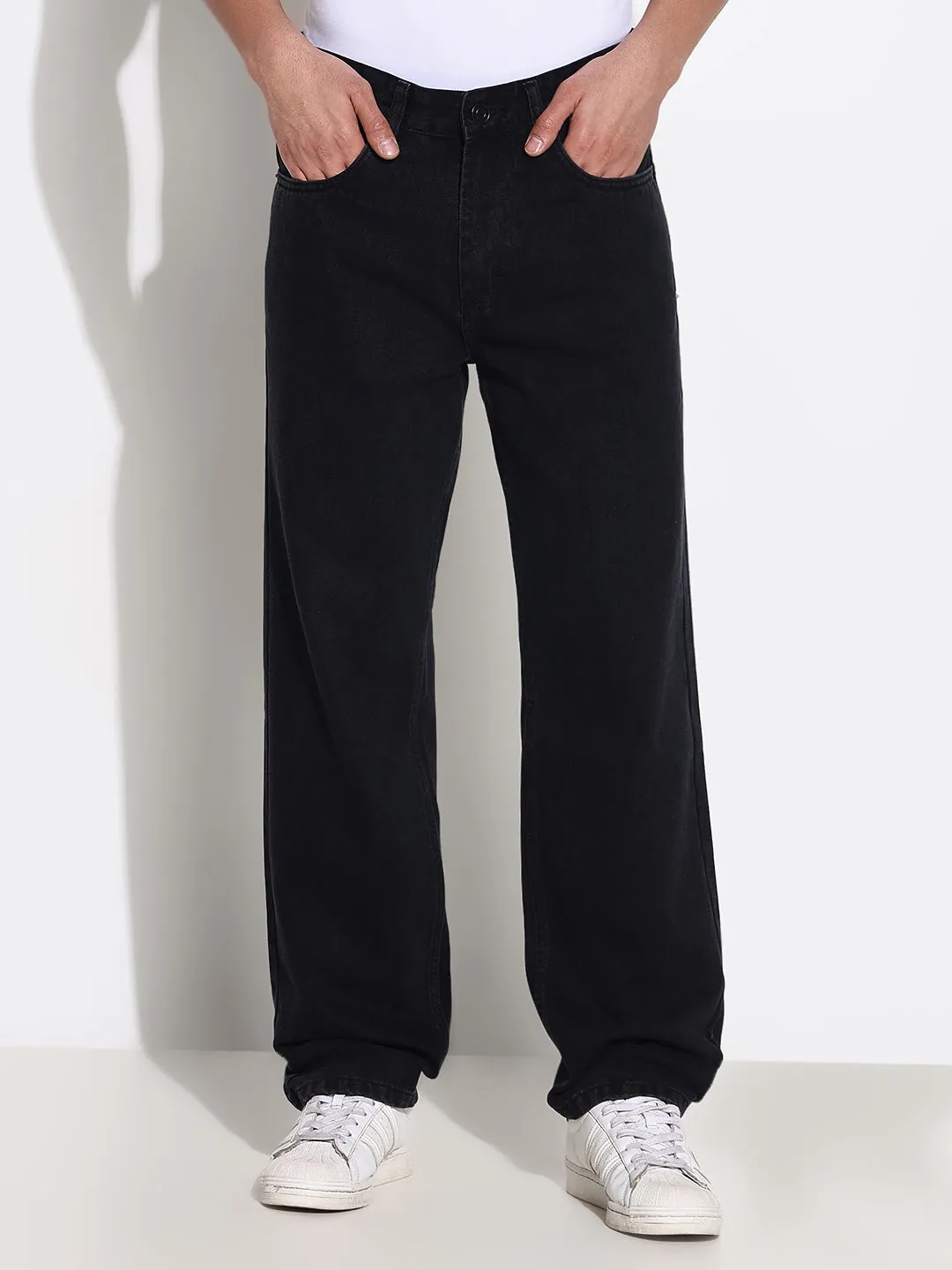 Men's Black Straight Fit Low-Rise Jeans Ever Versatile Perfect Fit Waist