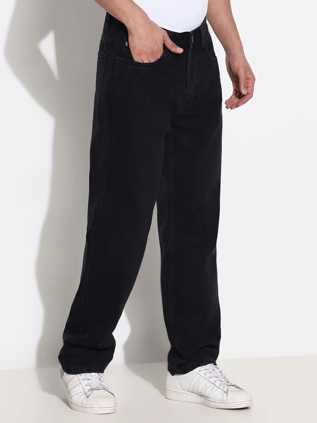 Street Ready Men's Black Straight Fit Low-Rise Jeans