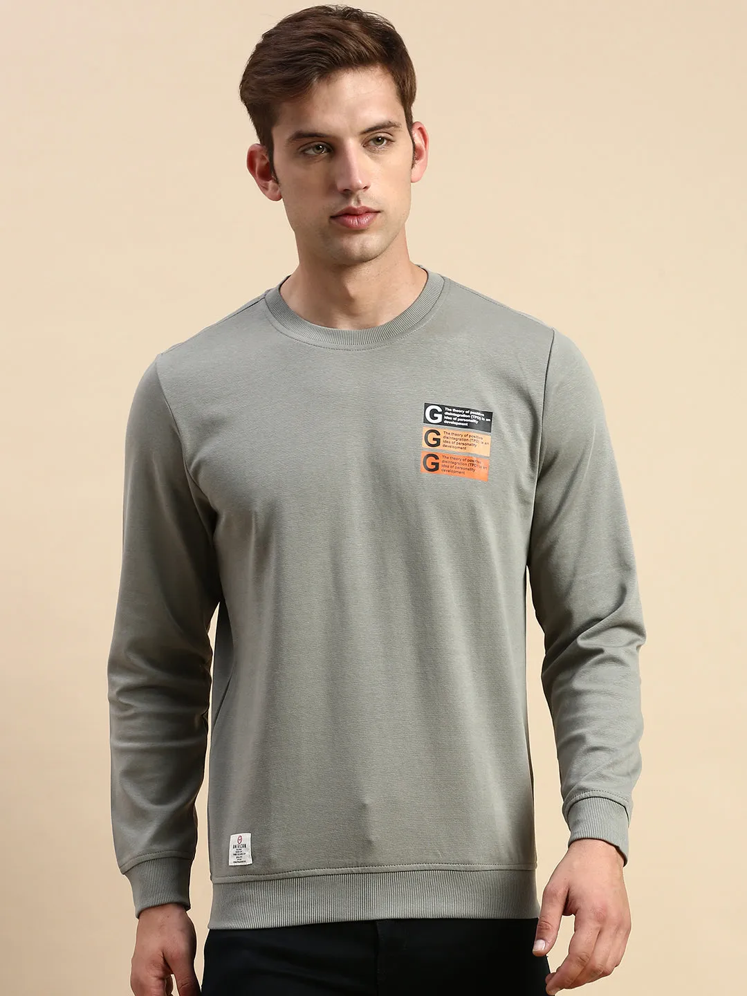 Men's Grey Typography Printed Sweatshirt product hook practicality Versatile Layer