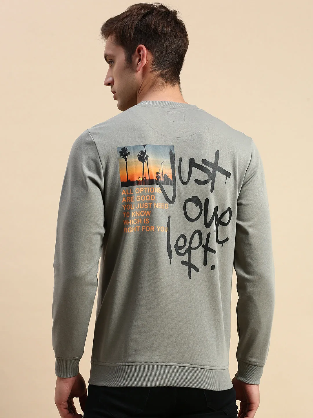Men's Grey Typography Printed Sweatshirt single layer