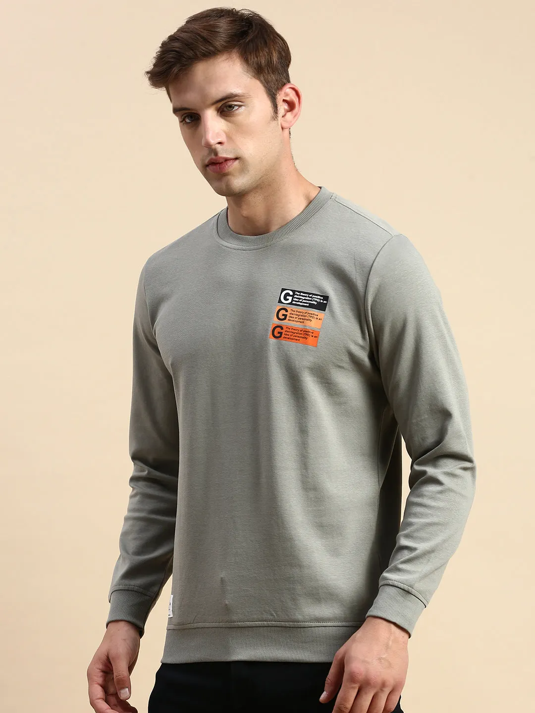 product selection consumer preference Men's Grey Typography Printed Sweatshirt