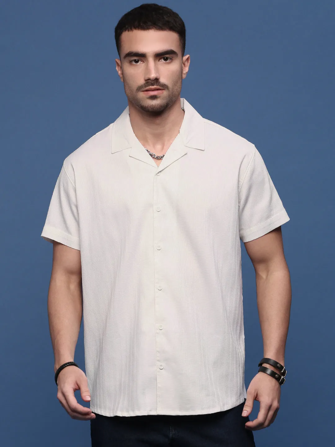 Epic Glow Soul Ease Men's White Standard Opaque Casual Shirt