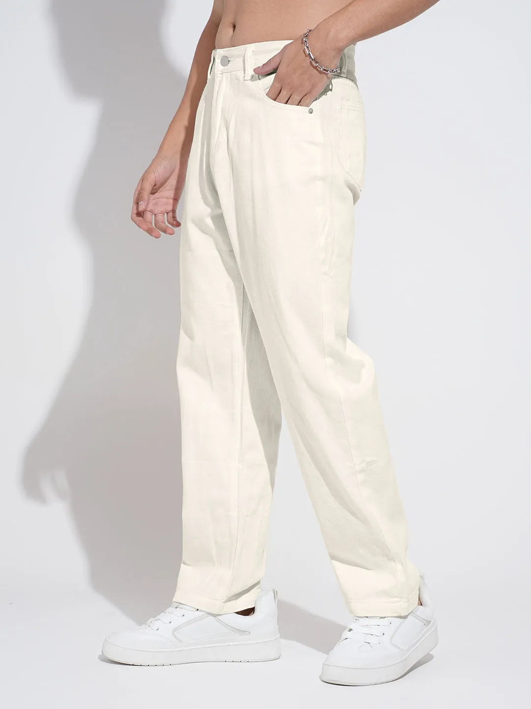 Men's Off-White Straight Fit Denim Jeans Relax Mode