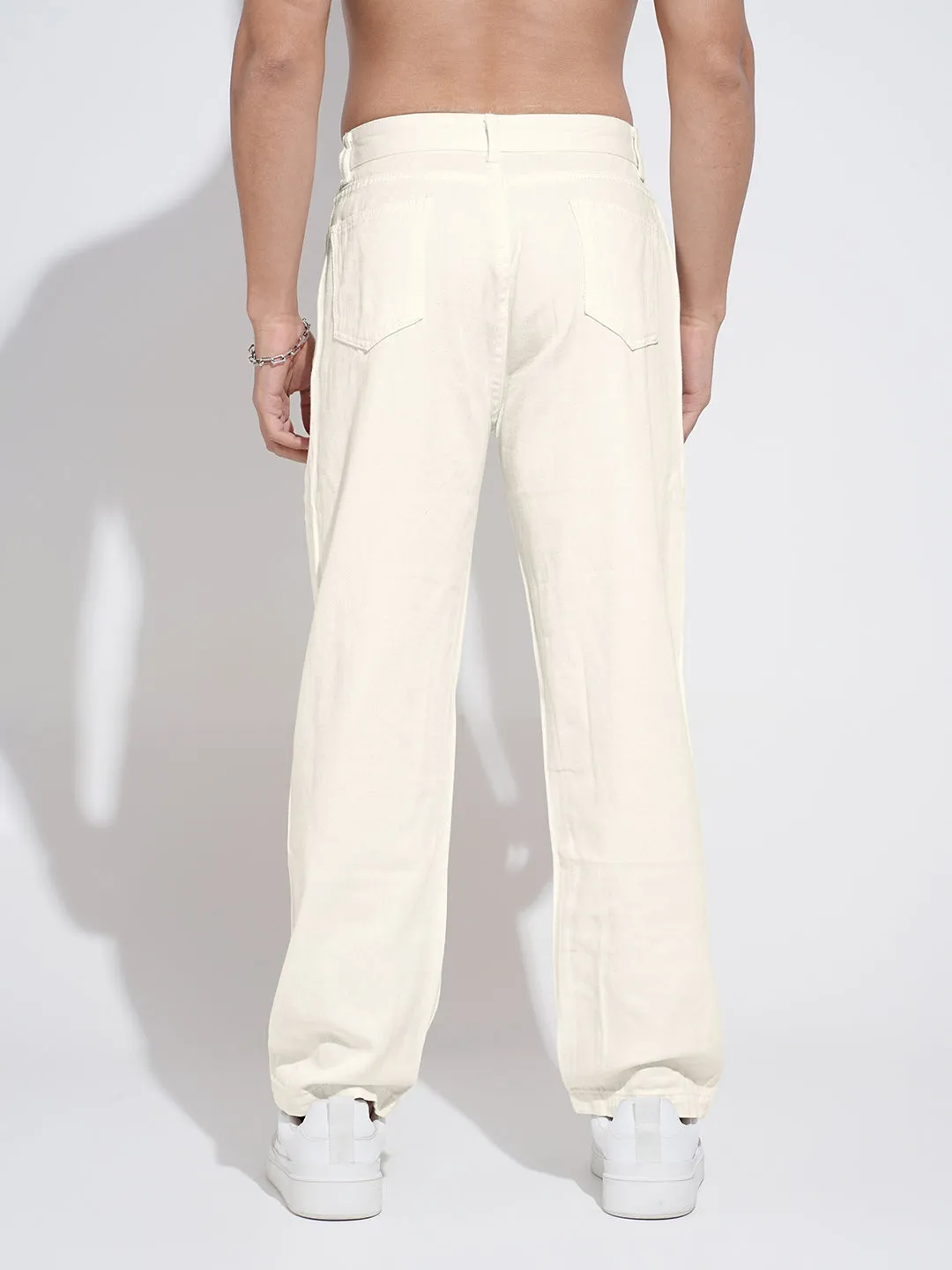 Men's Off-White Straight Fit Denim Jeans Neutral Fit Piece