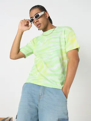 Men's Casual Green Tie & Dye T-Shirt Reinforced Stitching NonRestrictiveFit