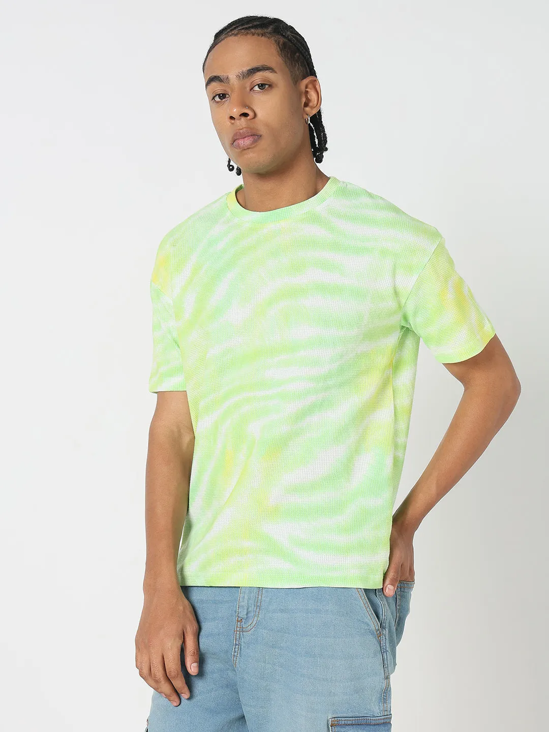 Chic Skirt Activewear Men's Casual Green Tie & Dye T-Shirt