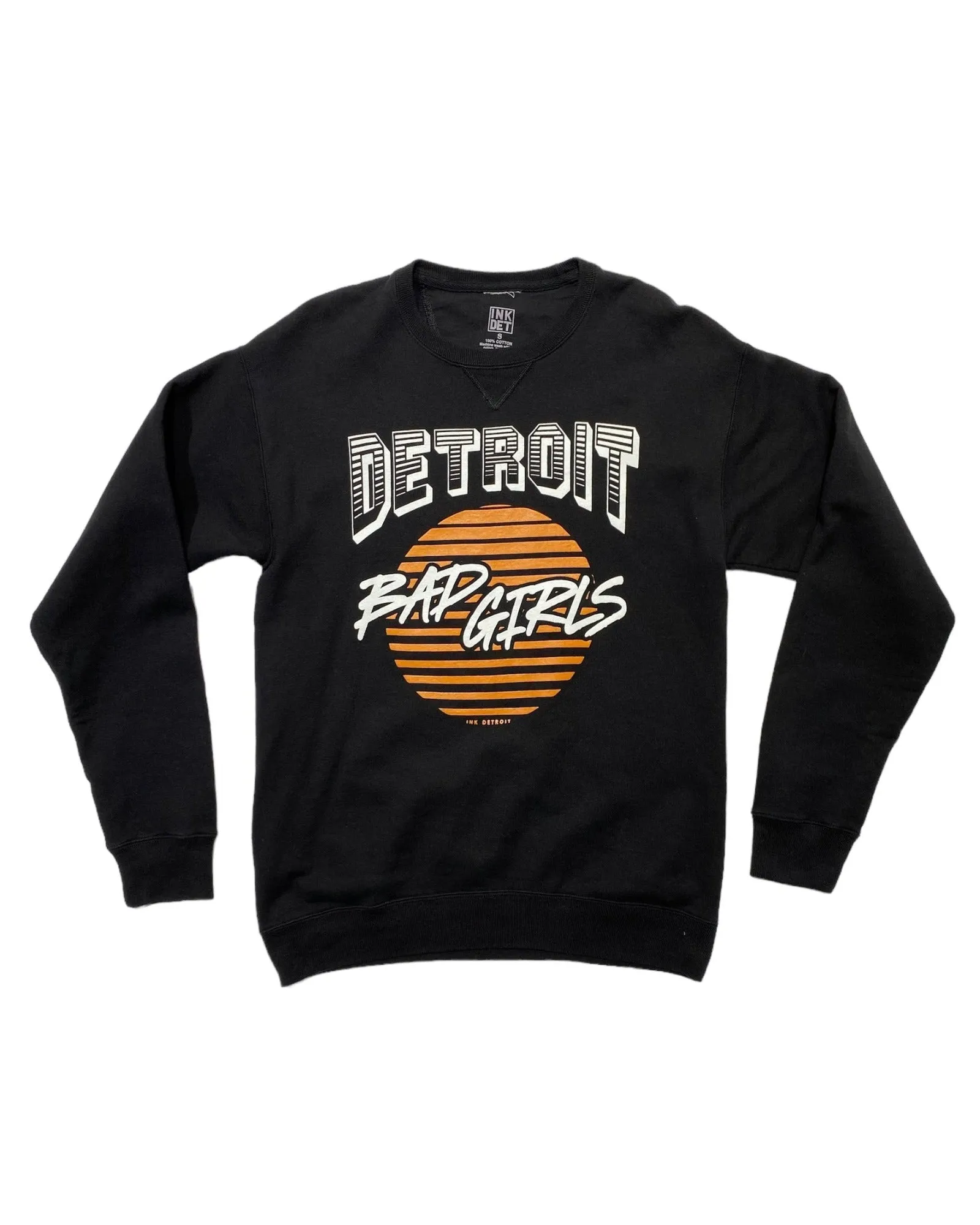 Ink Detroit - Bad Girls Crewneck Sweatshirt - Washed Black Essential Outerwear Travel Sporty