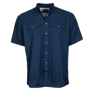 Breathable Flex Fit Soft Texture Hooey Men's Sol Navy Short Sleeve Western Snap Shirt