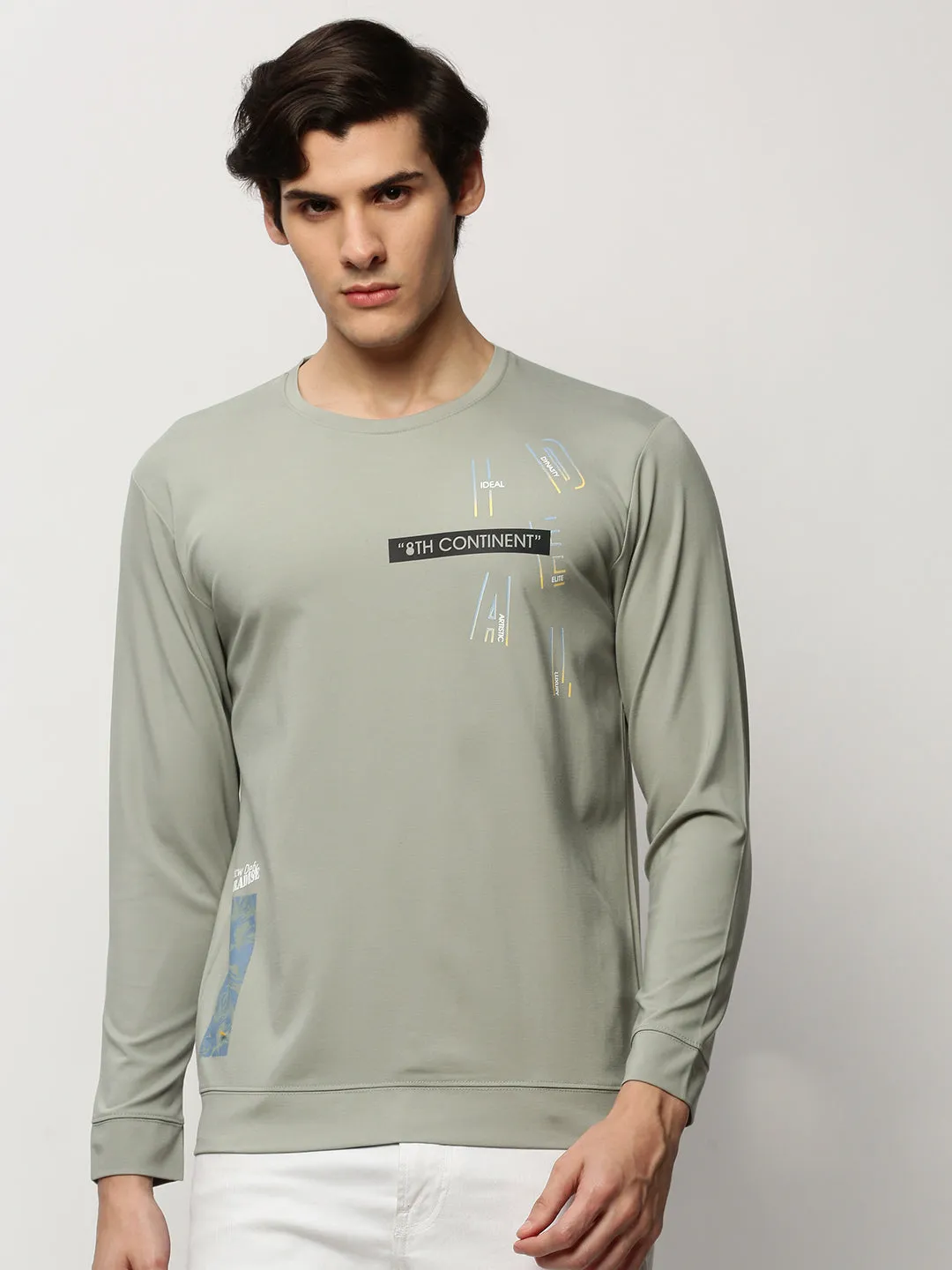 Men's Sea Green Graphic Printed Cotton Sweatshirt Cotton Blend product sustainability impact