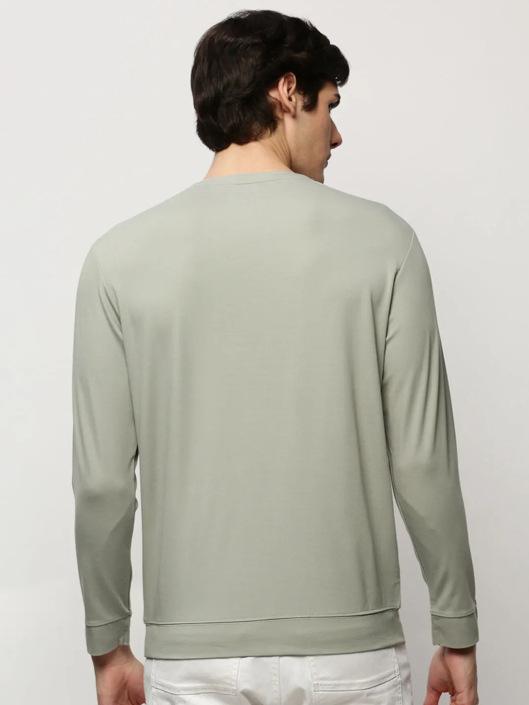 Men's Sea Green Graphic Printed Cotton Sweatshirt product business casual sophistication Essential Clothing