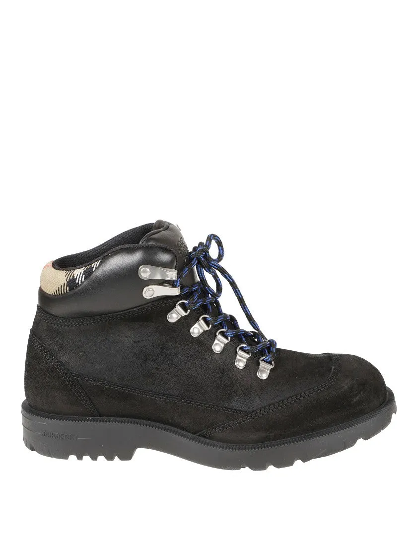 Patent Gloss Internal Mobility Suede Ankle Boots With Leather Padded Collar