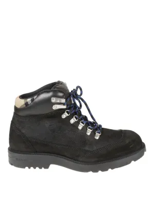 Patent Gloss Internal Mobility Suede Ankle Boots With Leather Padded Collar