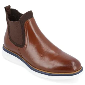 Vance Co. Hartwell Chelsea Boots Men's  Brown Leather Pull On Ankle ZPO3766 Refined Detail Slim Tip