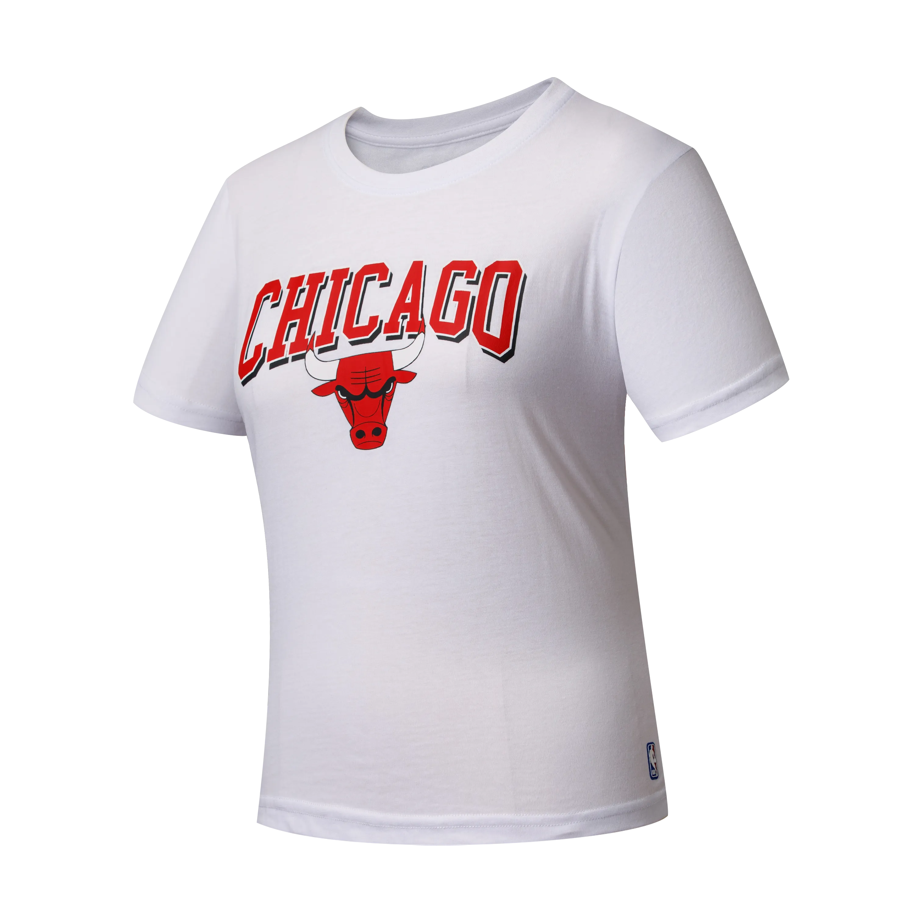 NBA Team Logo Print Regular Fit T-shirt - WHITE1, BULLS Stretch Fit Non Restrictive Armholes