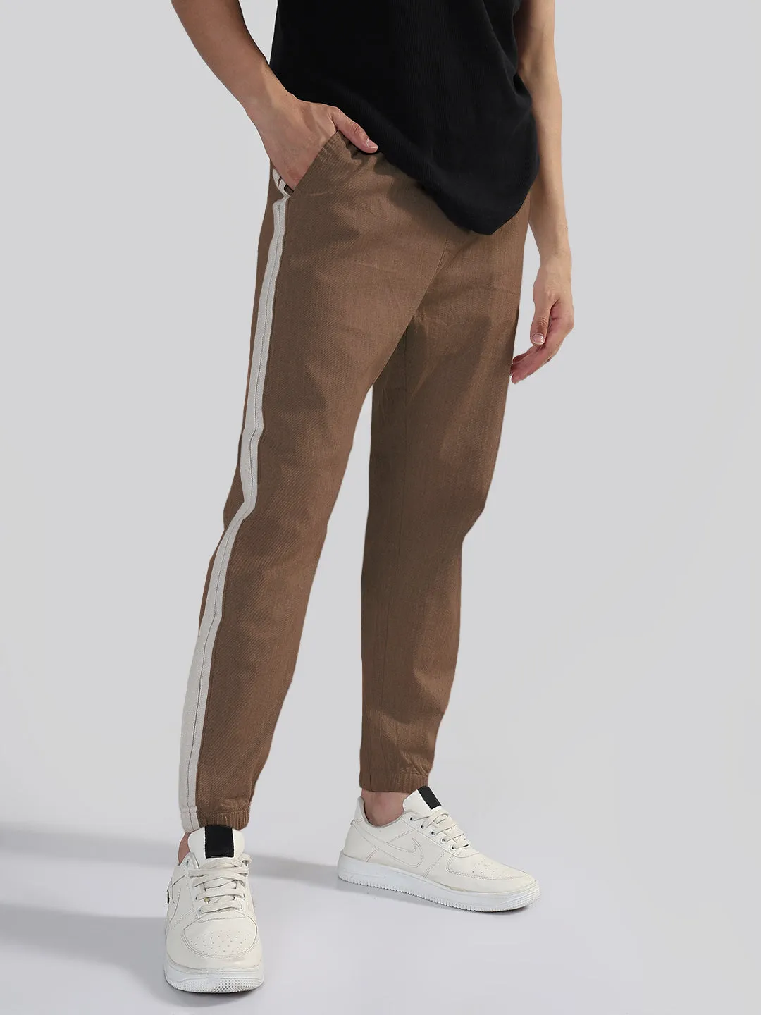ErgonomicStitching Men's Brown Slim Fit Joggers