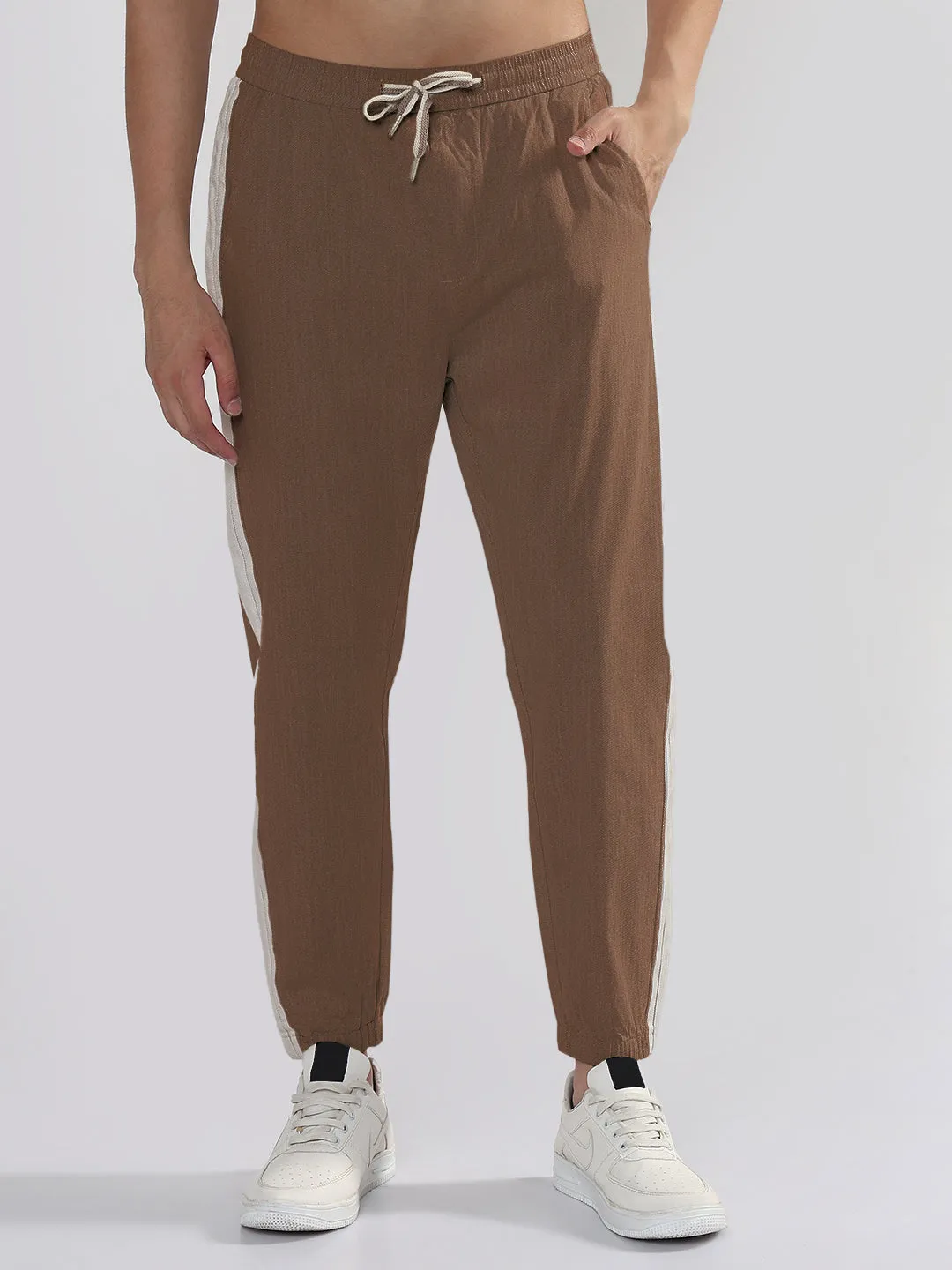 No Ride-Up Timeless Comfort Wear Men's Brown Slim Fit Joggers