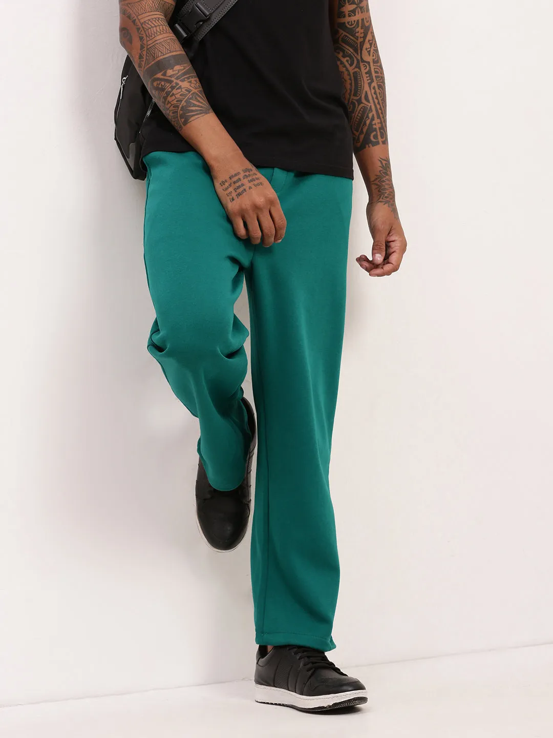 Men's Green Solid Track Pant Ultimate Wear Adjustable drawstring