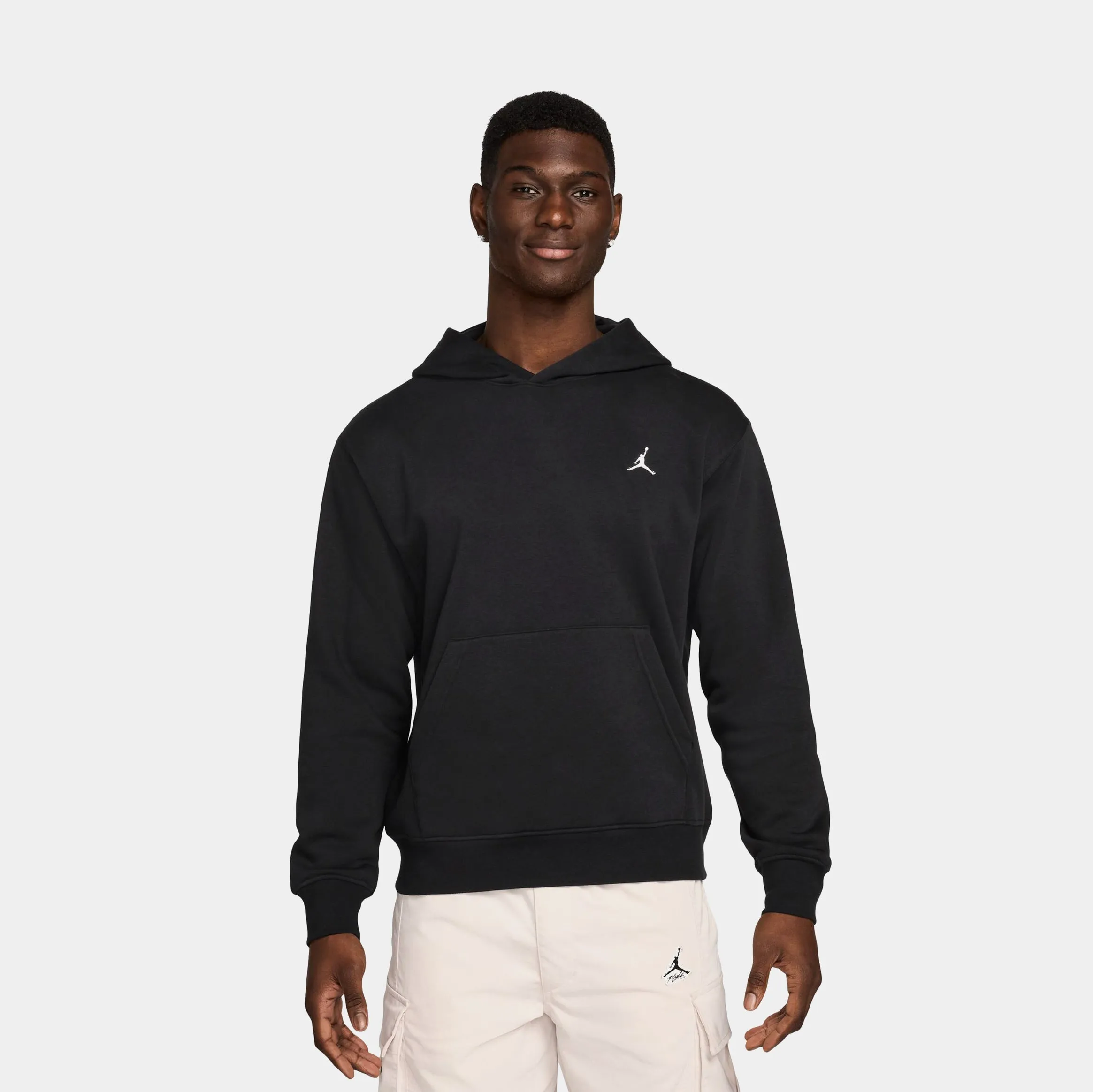 Brooklyn Fleece Pullover Mens Hoodie (Black/Black) short sleeves