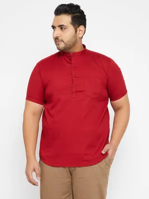 Silk Glow Opaque Tone Men's Solid Red Straight Shirt