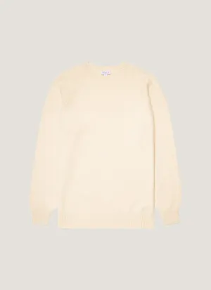 City Warmth Men's Lambswool Crew Neck Jumper in Ecru