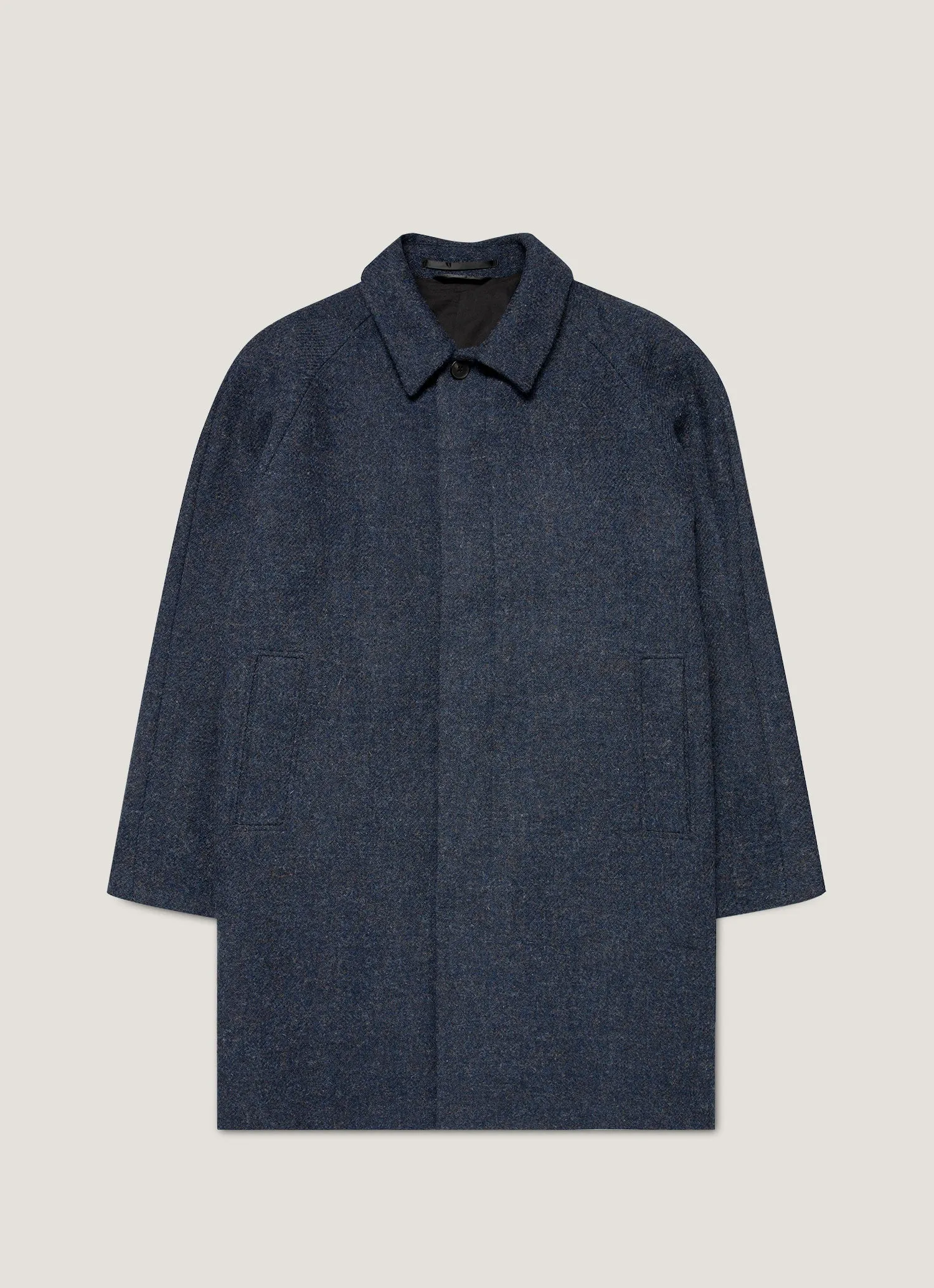 All Occasion Men's Harris Tweed Car Coat in Selvedge Blue