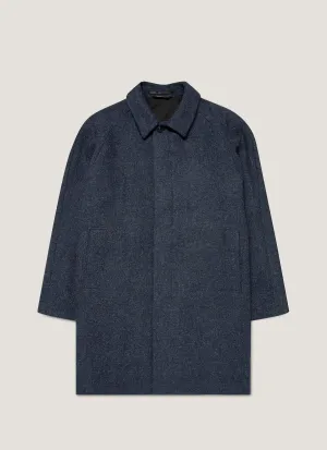 All Occasion Men's Harris Tweed Car Coat in Selvedge Blue