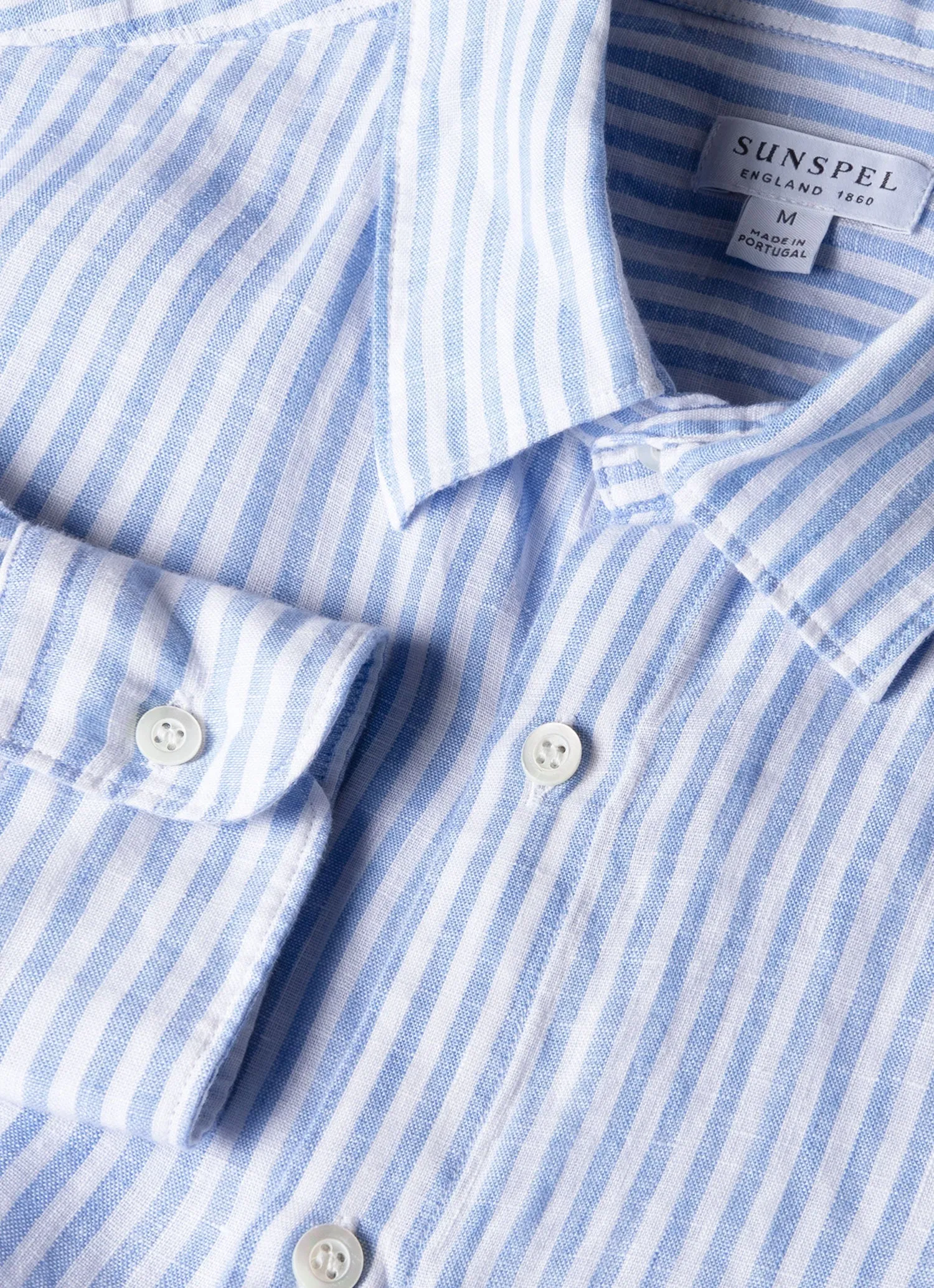 Fashion and Comfort Cozy Wear Fit Men's Linen Shirt in Mid Blue/White